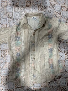 Vintage Tapestry USA Floral Hawaiian Camp Shirt Men’s Small Cotton Blend Unisex